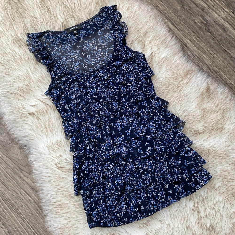 Express Mesh Ruffle Tank